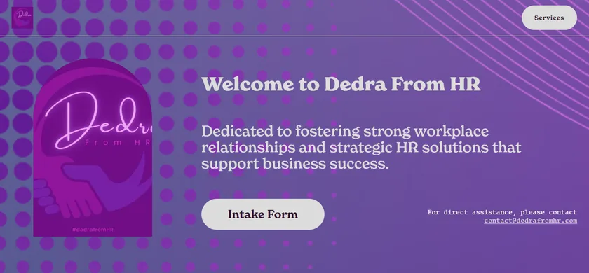Dedra from HR home page on Squarespace.